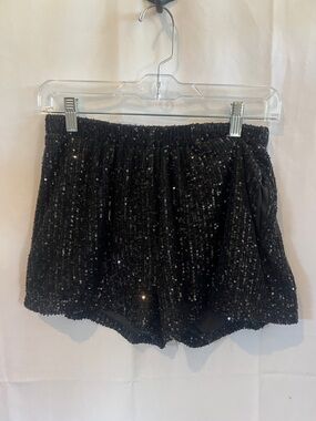 Sequin Black Women's Athletic Shorts - Sparkle Performance